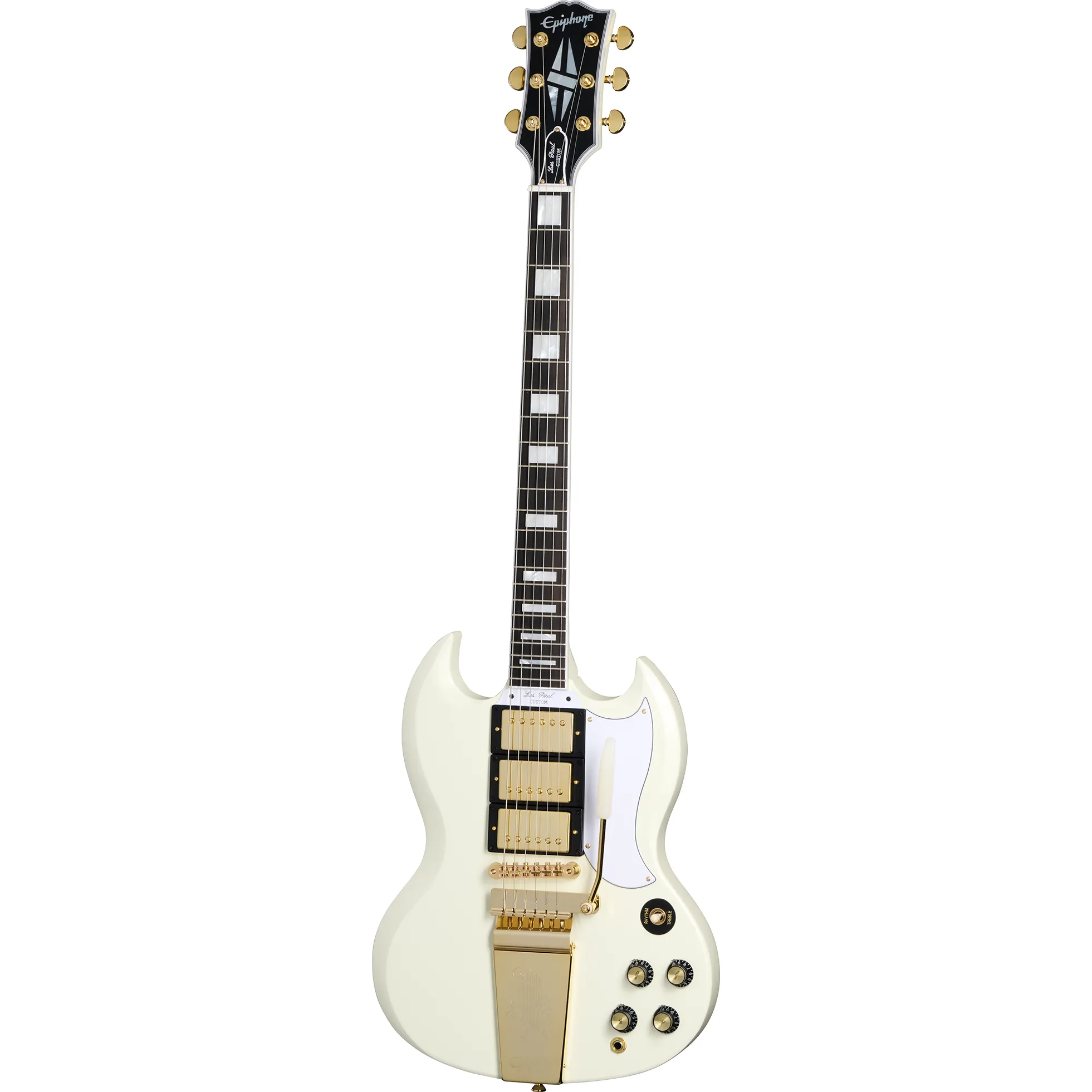 Inspired By Gibson Custom 1963 Les Paul SG Custom Maestro Vibrola Classic White by Epiphone
