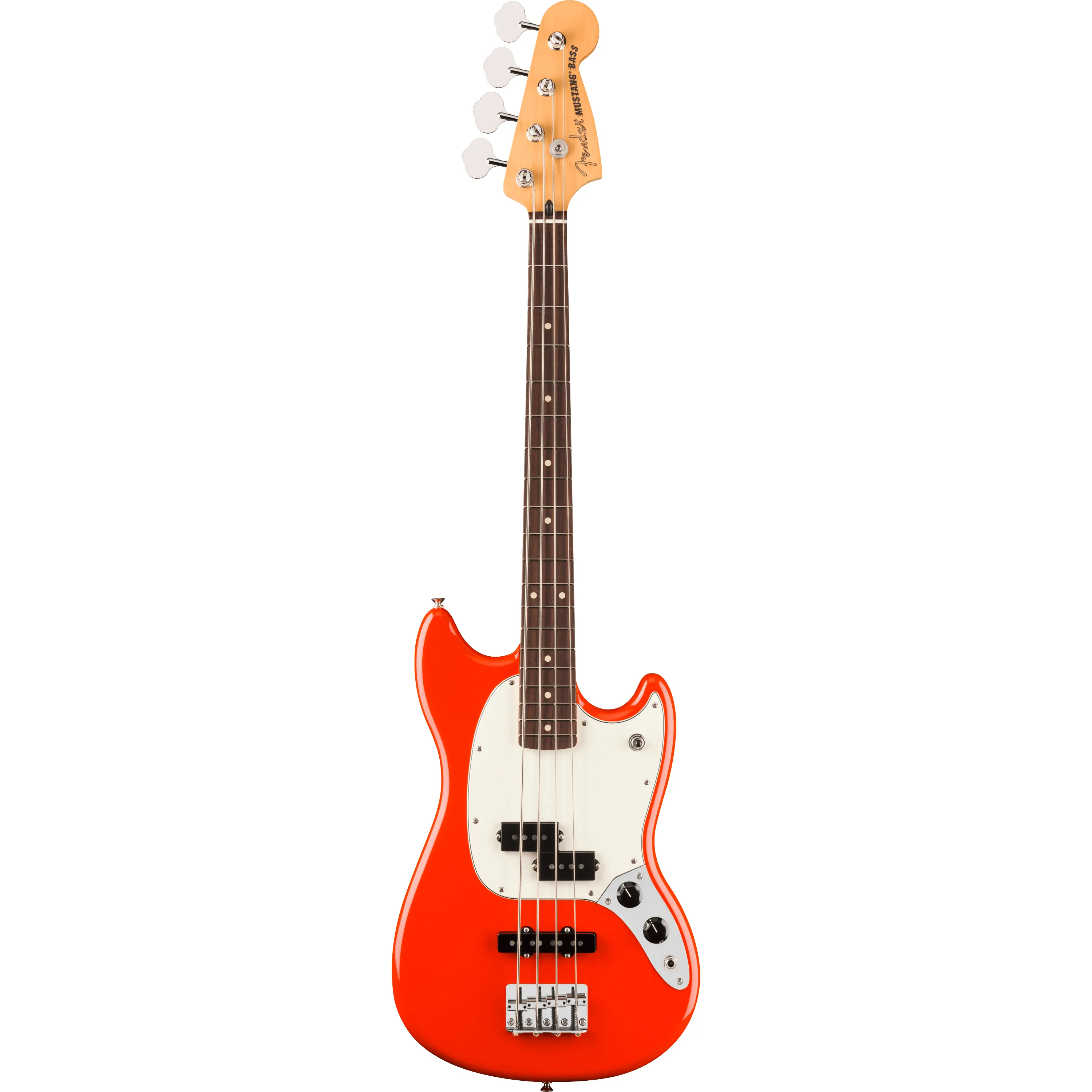 Fender Player II Mustang Bass PJ RW Coral Red front view