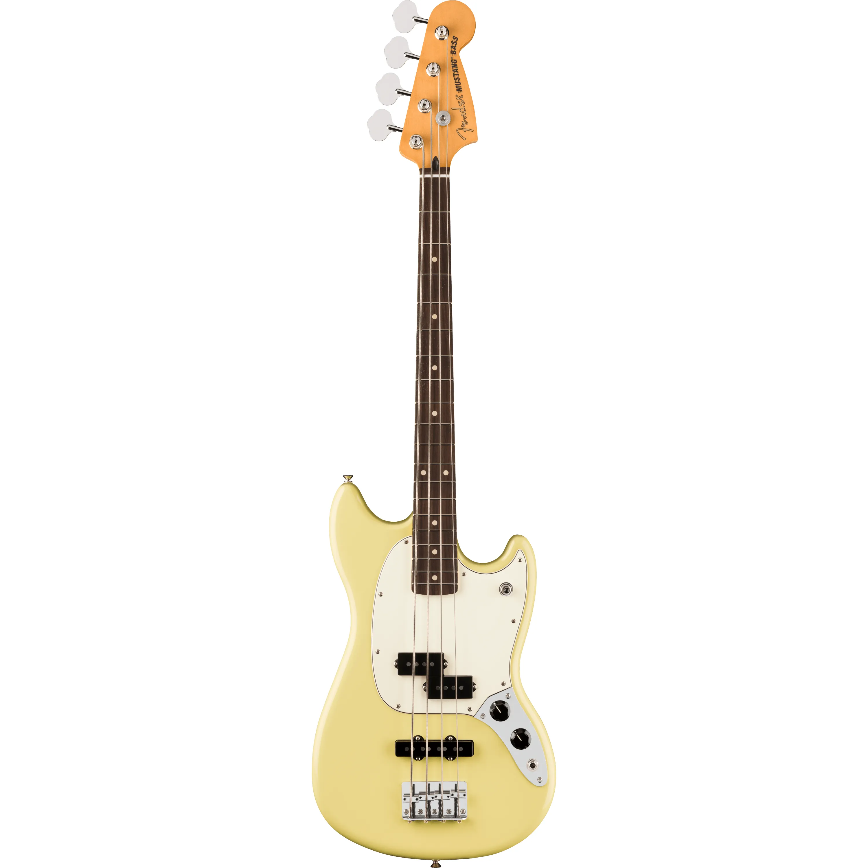 Fender Player II Mustang Bass PJ RW Hialeah Yellow front view