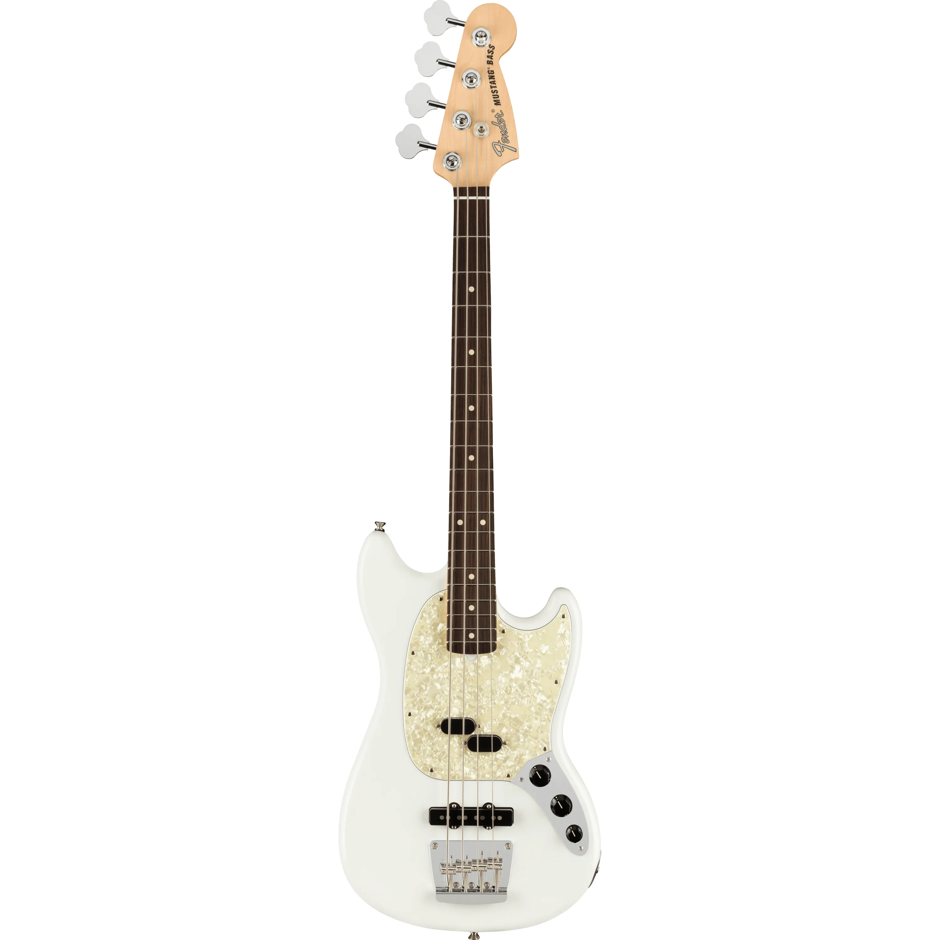 Fender American Performer Mustang Bass RW Arctic White front view