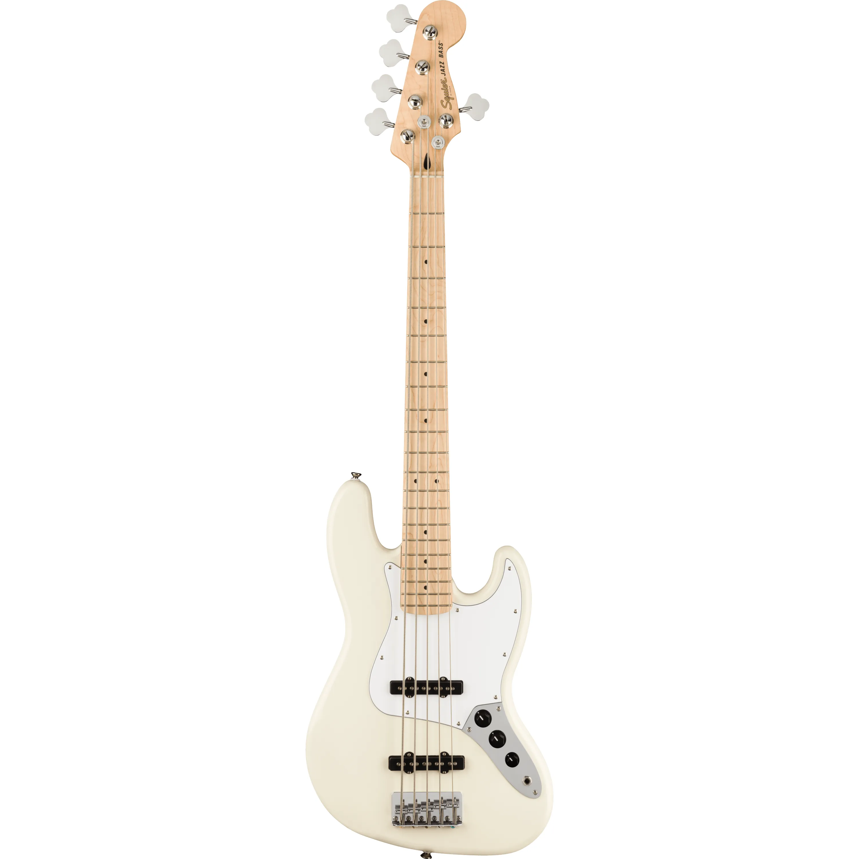 Squier Affinity Jazz Bass V MN Olympic White front view