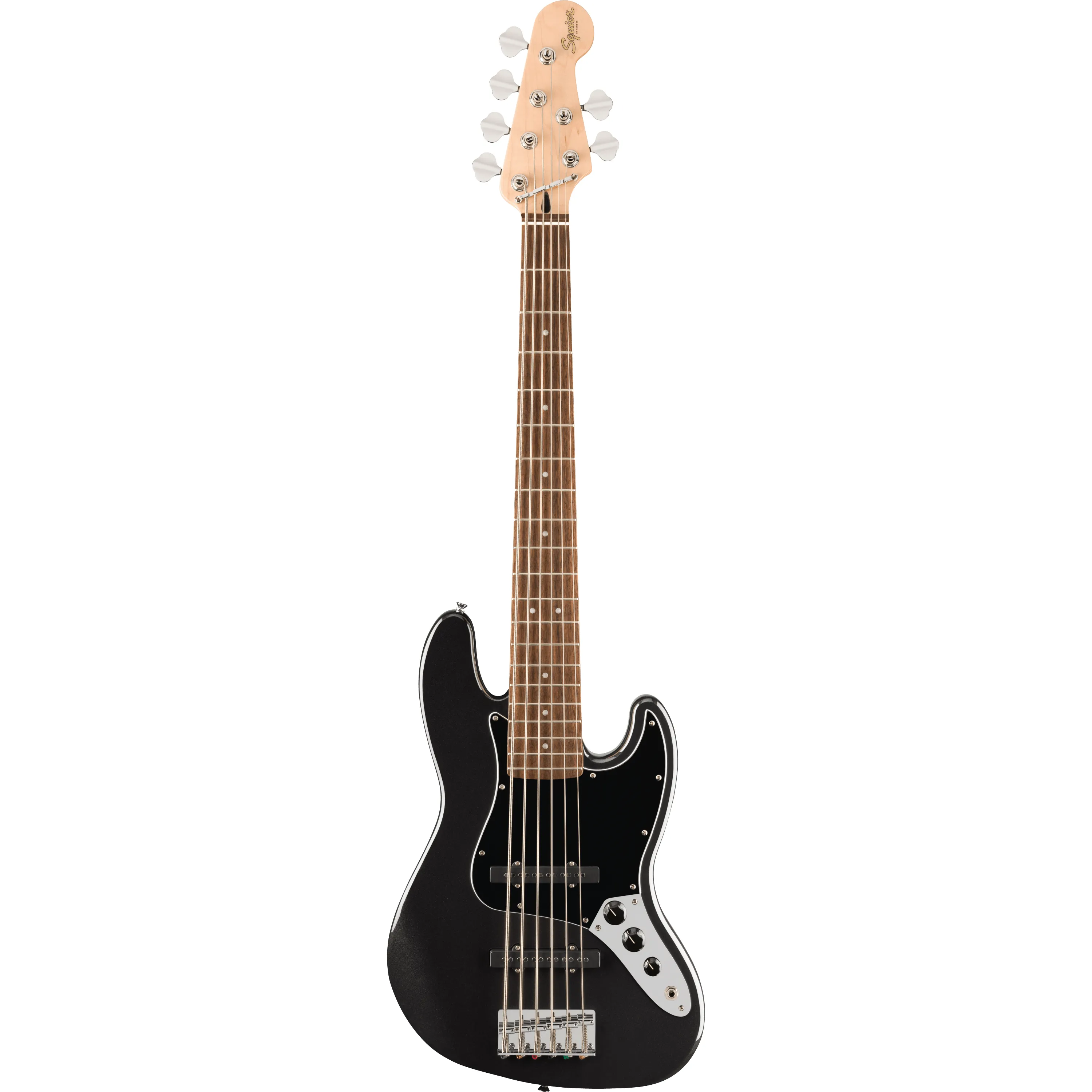Squier Affinity Jazz Bass VI IL Black Metallic front view