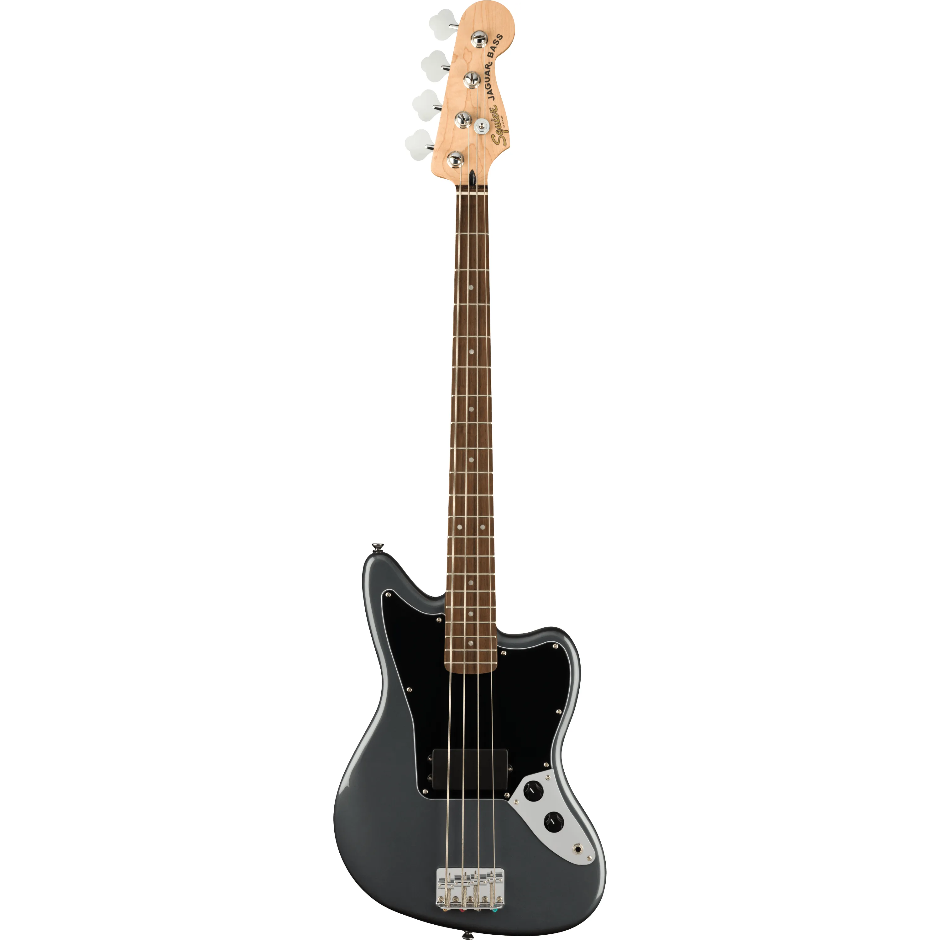 Squier Affinity Jaguar Bass H IL Charcoal Frost Metallic front view