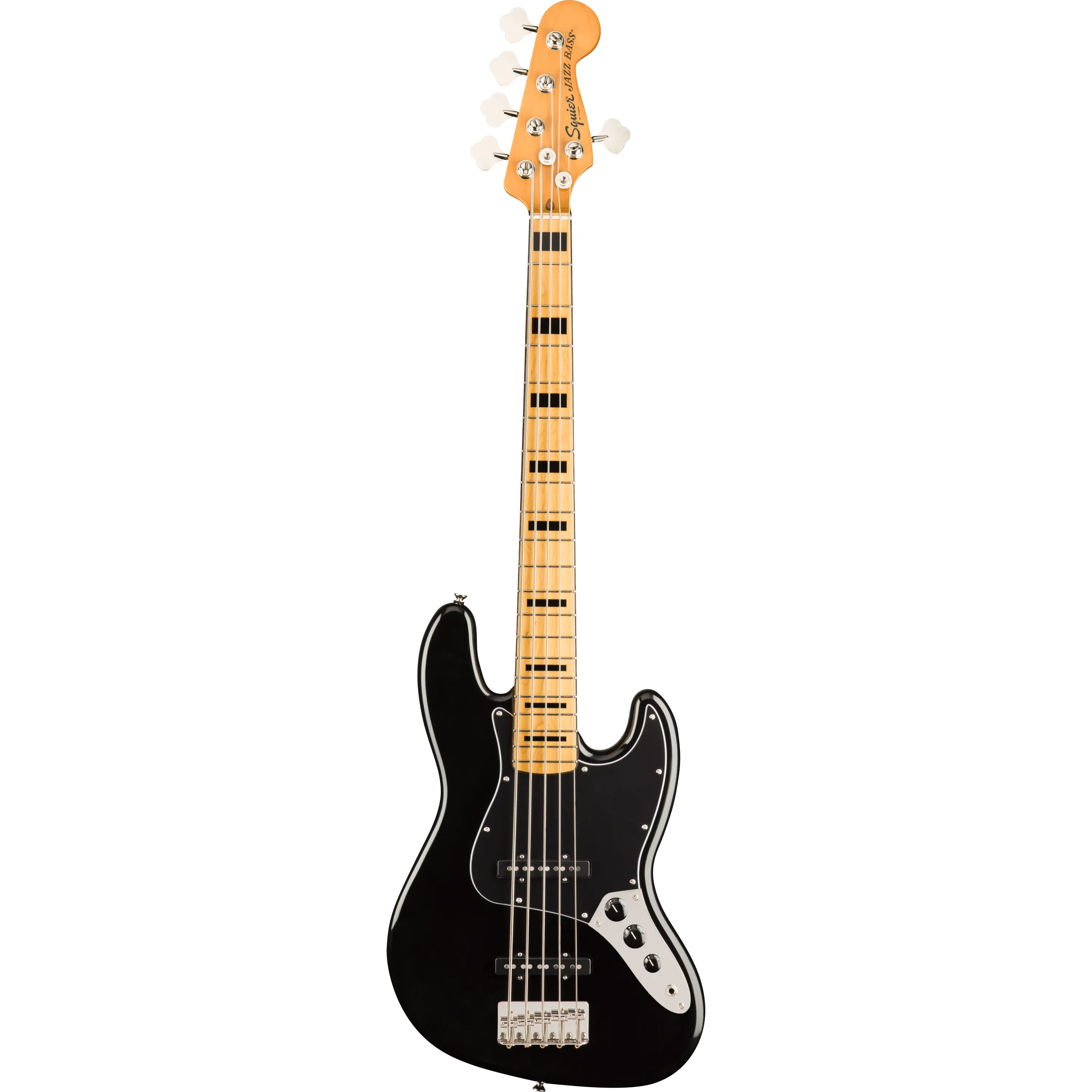 Squier Classic Vibe 70s Jazz Bass V MN Black front view