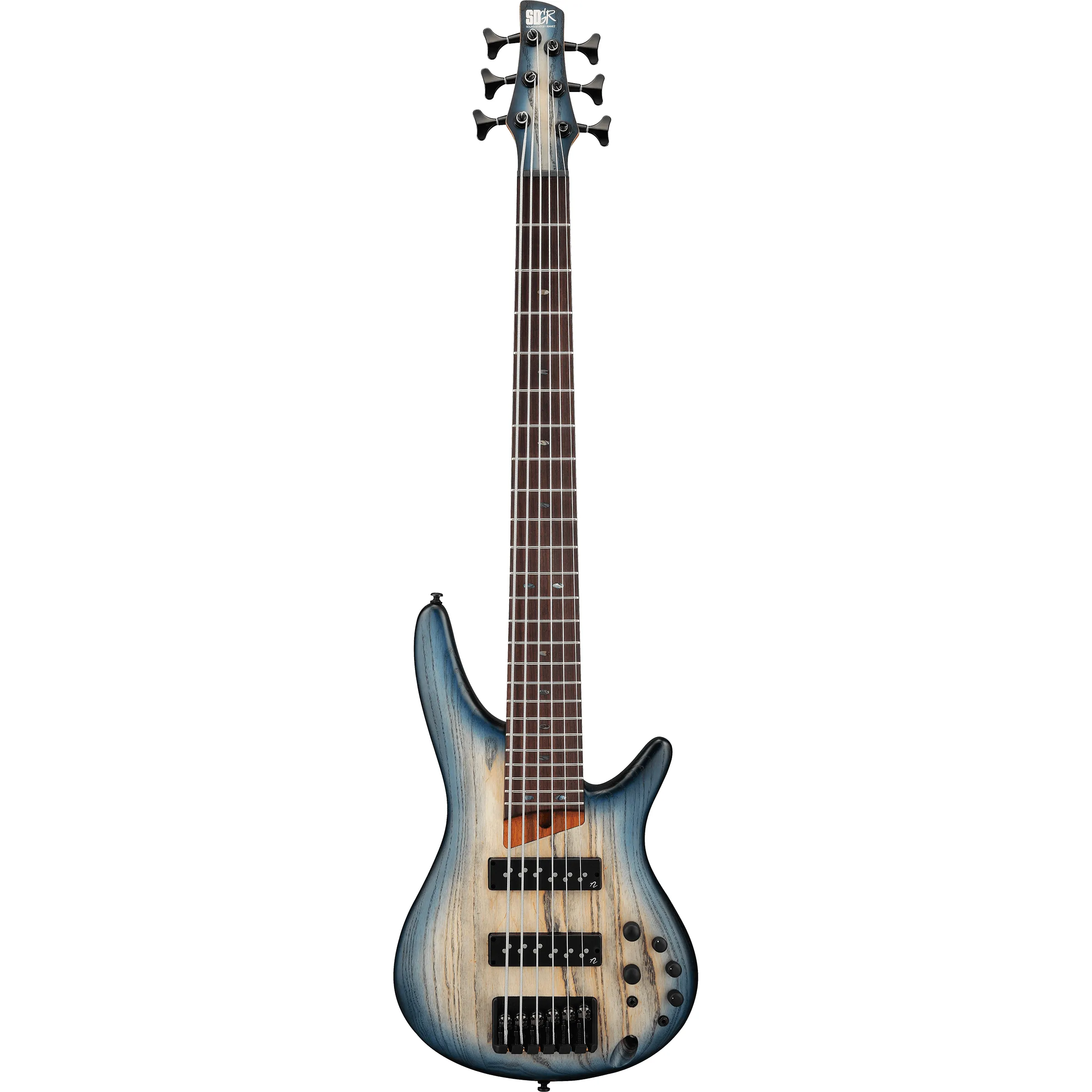 Ibanez SR606E Standard Cosmic Blue Starburst Flat front view