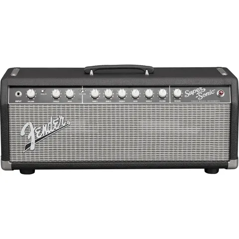 Fender Super-Sonic 22 Head Black And Silver front view