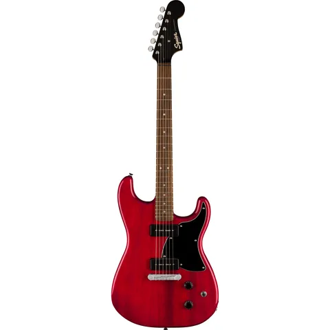Squier Paranormal Strat-O-Sonic IL Crimson Red Transparent front view