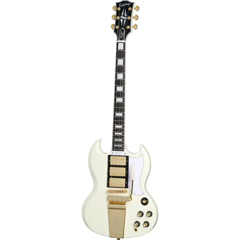 Epiphone Inspired By Gibson Custom 1963 Les Paul SG Custom Maestro Vibrola Classic White front view