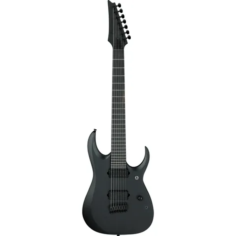 Ibanez RGDRB71 Iron Label Black Flat front view
