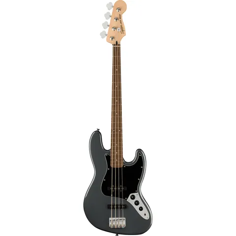 Squier Affinity Jazz Bass IL Charcoal Frost Metallic front view