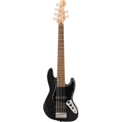 Squier Affinity Jazz Bass VI IL Black Metallic front view