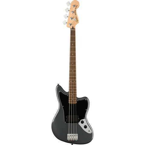Squier Affinity Jaguar Bass H IL Charcoal Frost Metallic front view